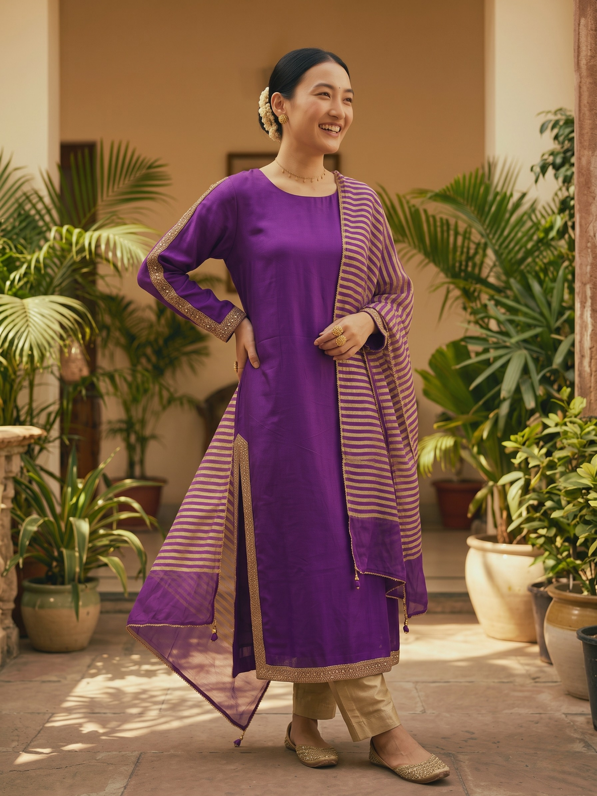 Amethyst Dusk Modal Silk Kurta