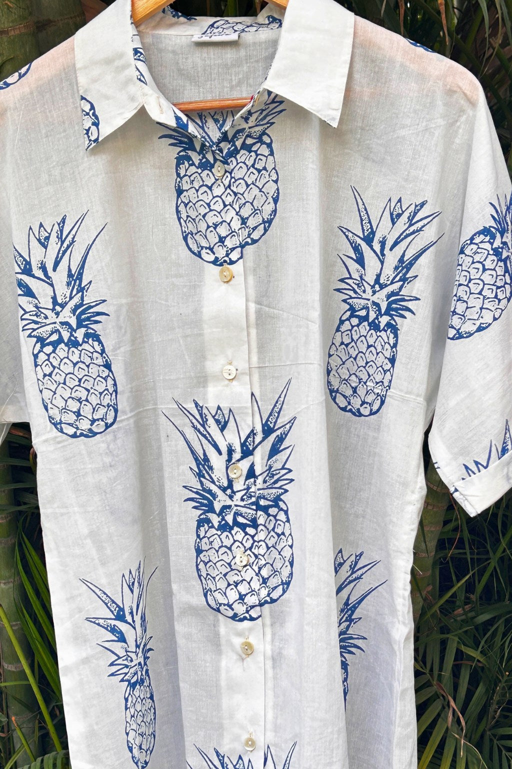 Blue Crush Pineapple Cotton Shirt