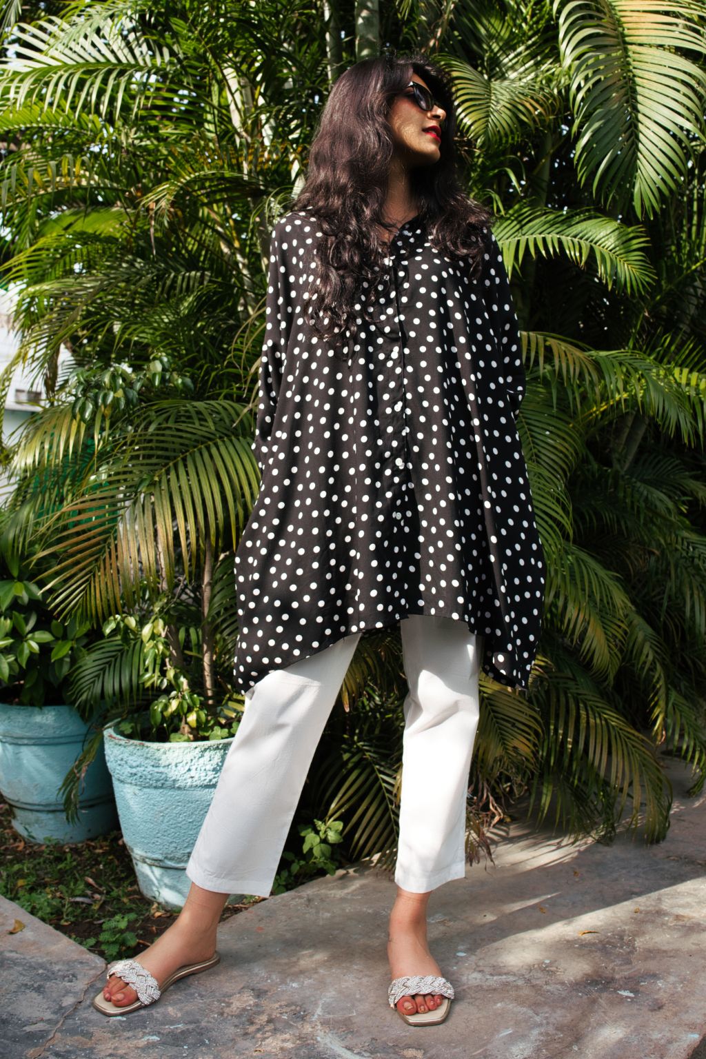 Poppy Polka Oversized Long Shirt