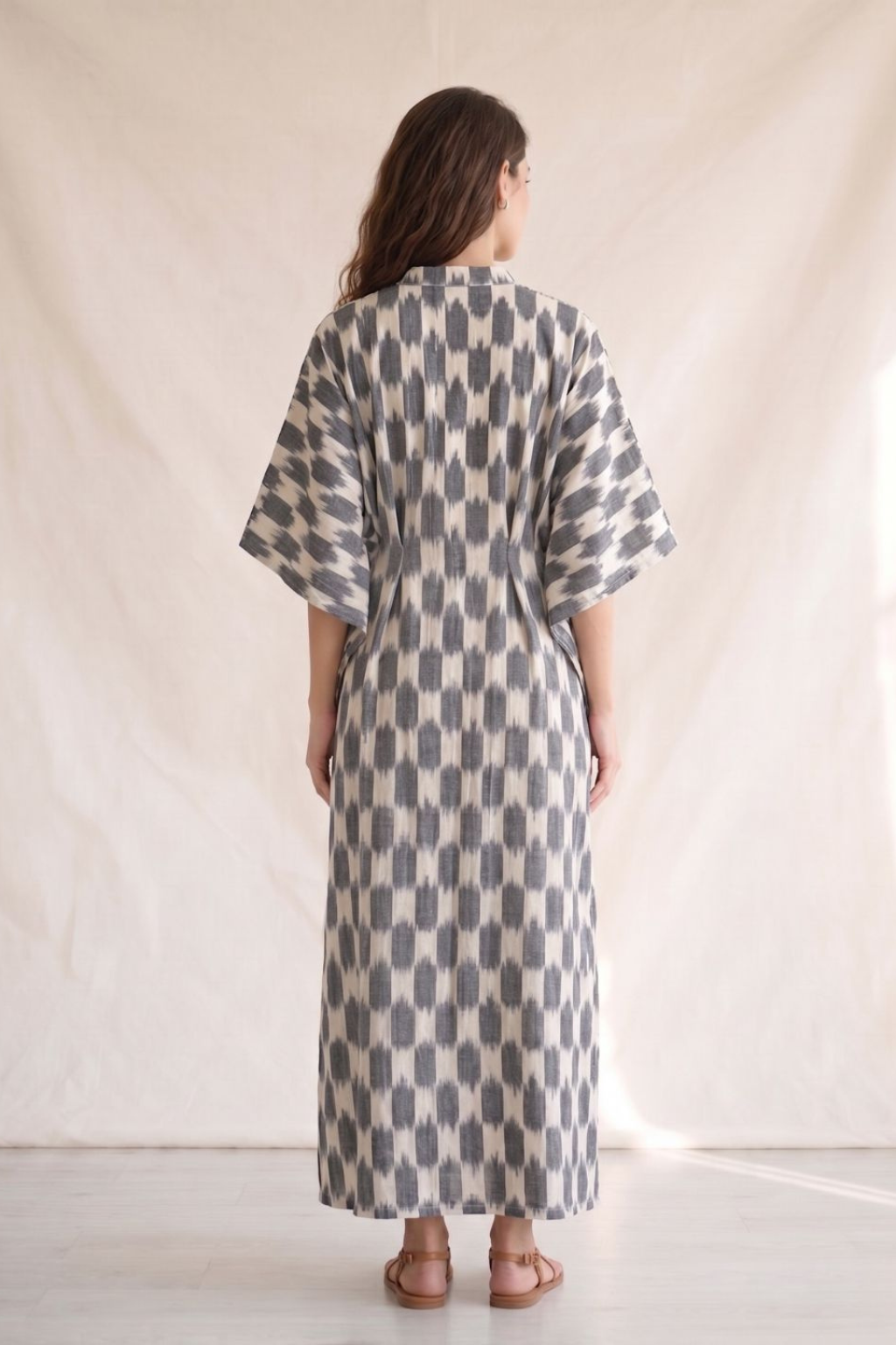 Moonstone Handwoven Ikat Cotton Kaftan