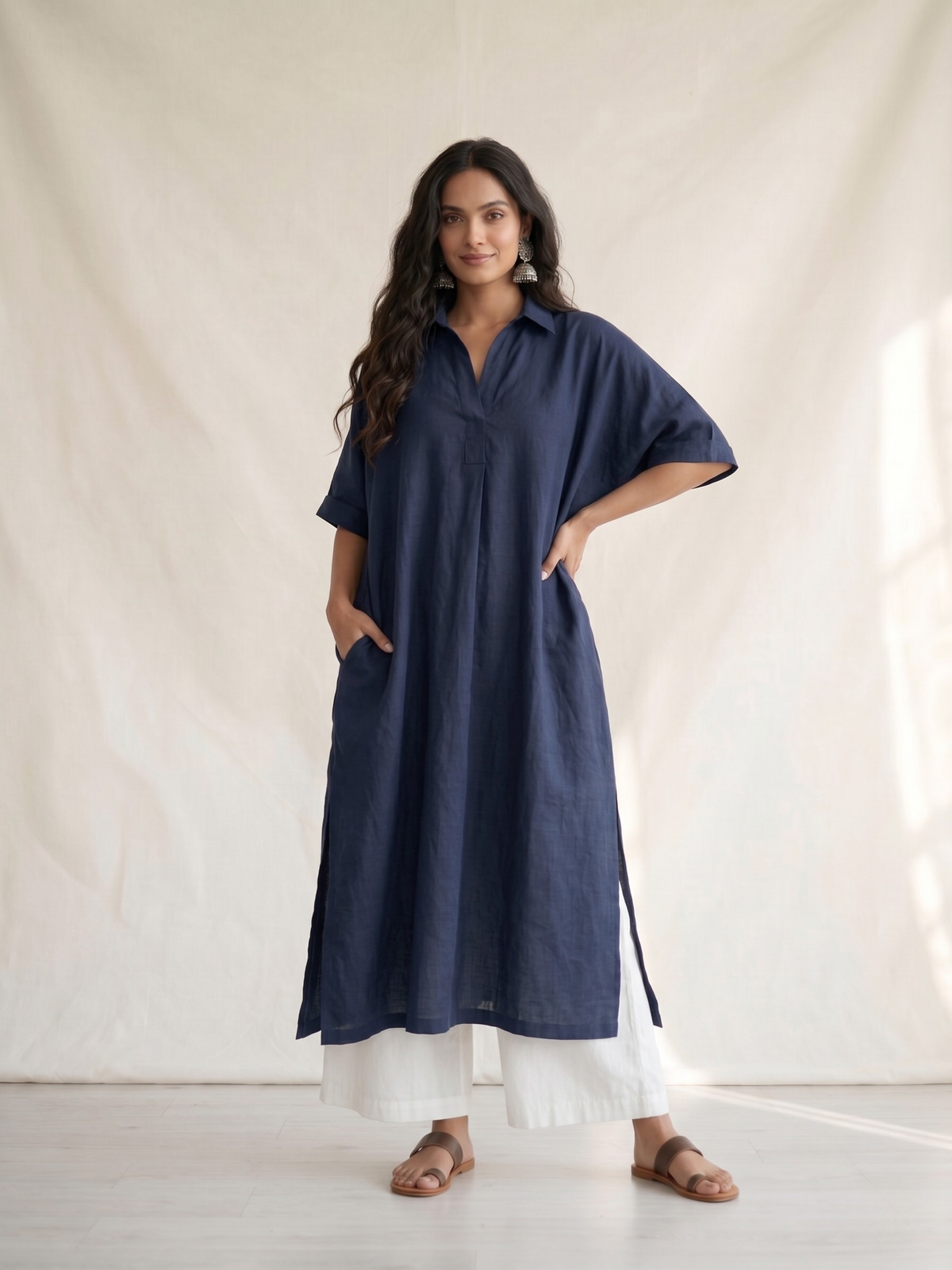 Saanjh Cotton Linen Kurta