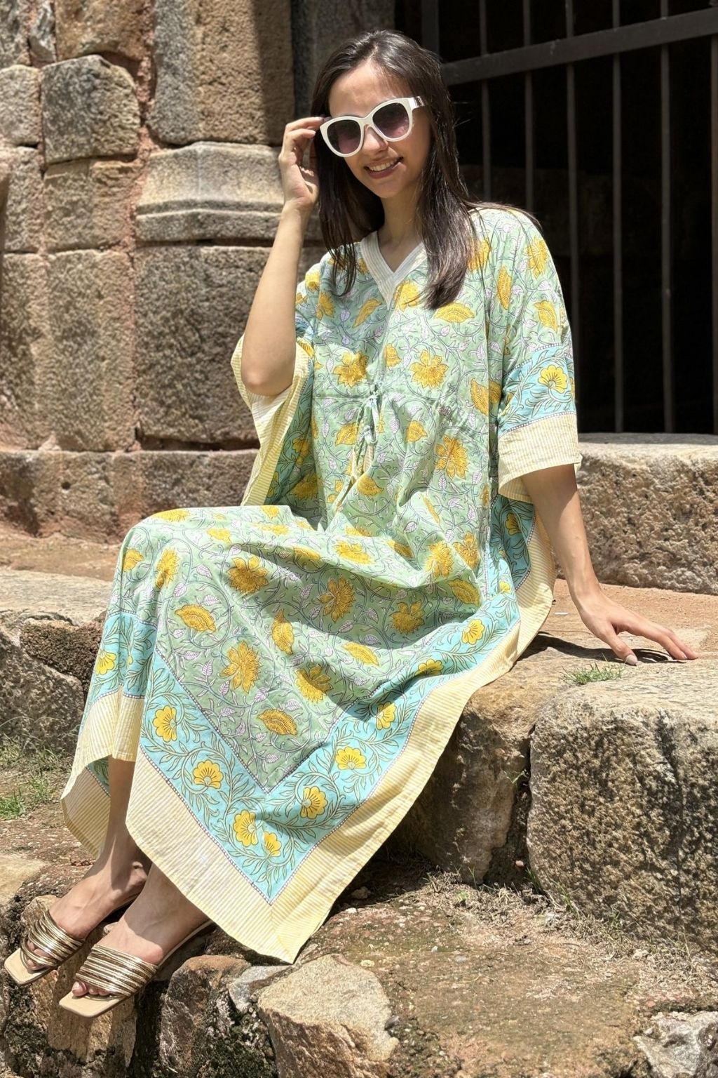 Blossom Breeze Cotton Maxi Kaftan