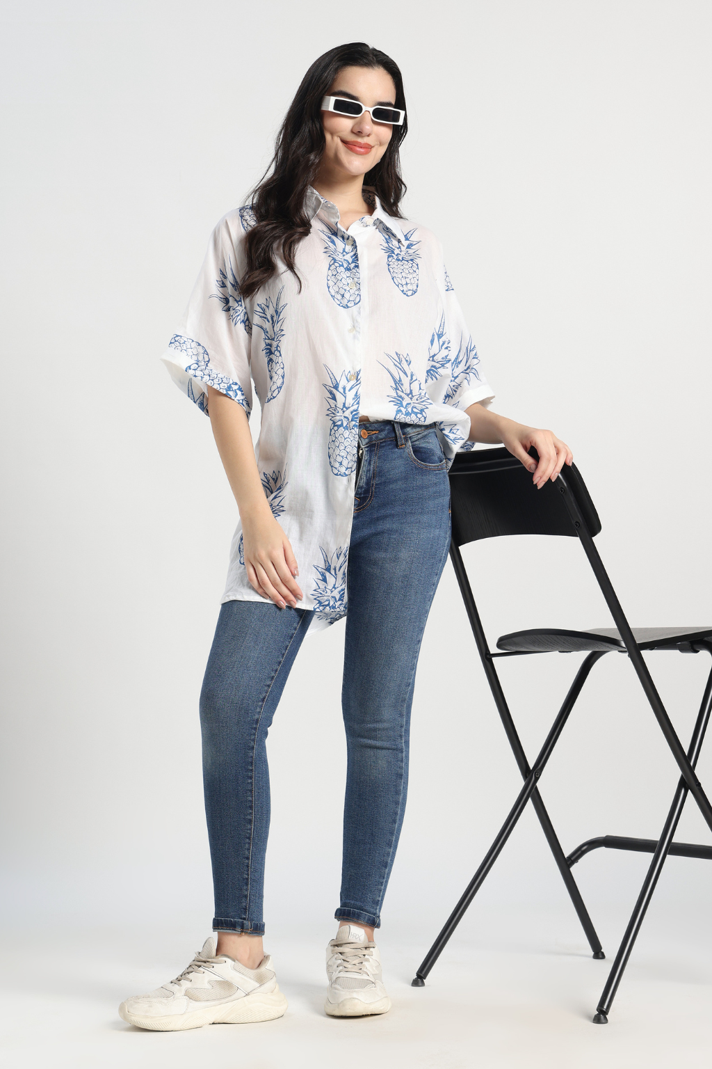 Blue Crush Pineapple Cotton Shirt
