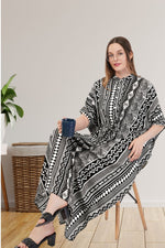 Abstract Affair Black Cotton Shirt Kaftan
