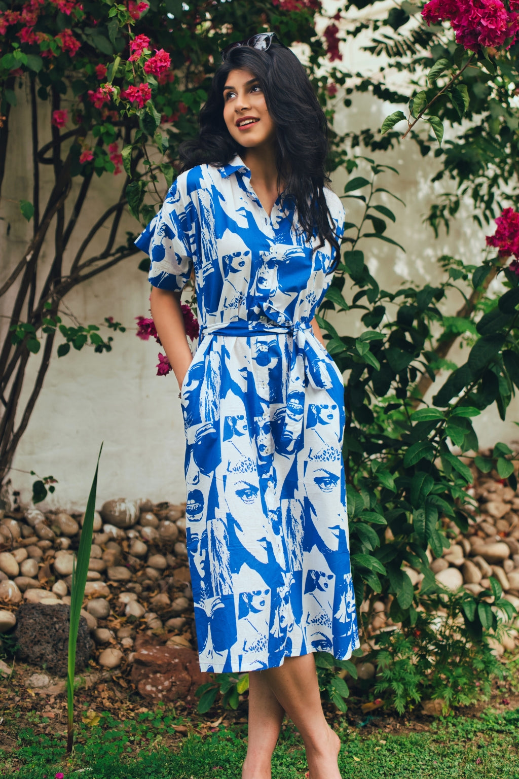Face-Off Cotton Midi Shirt Dress