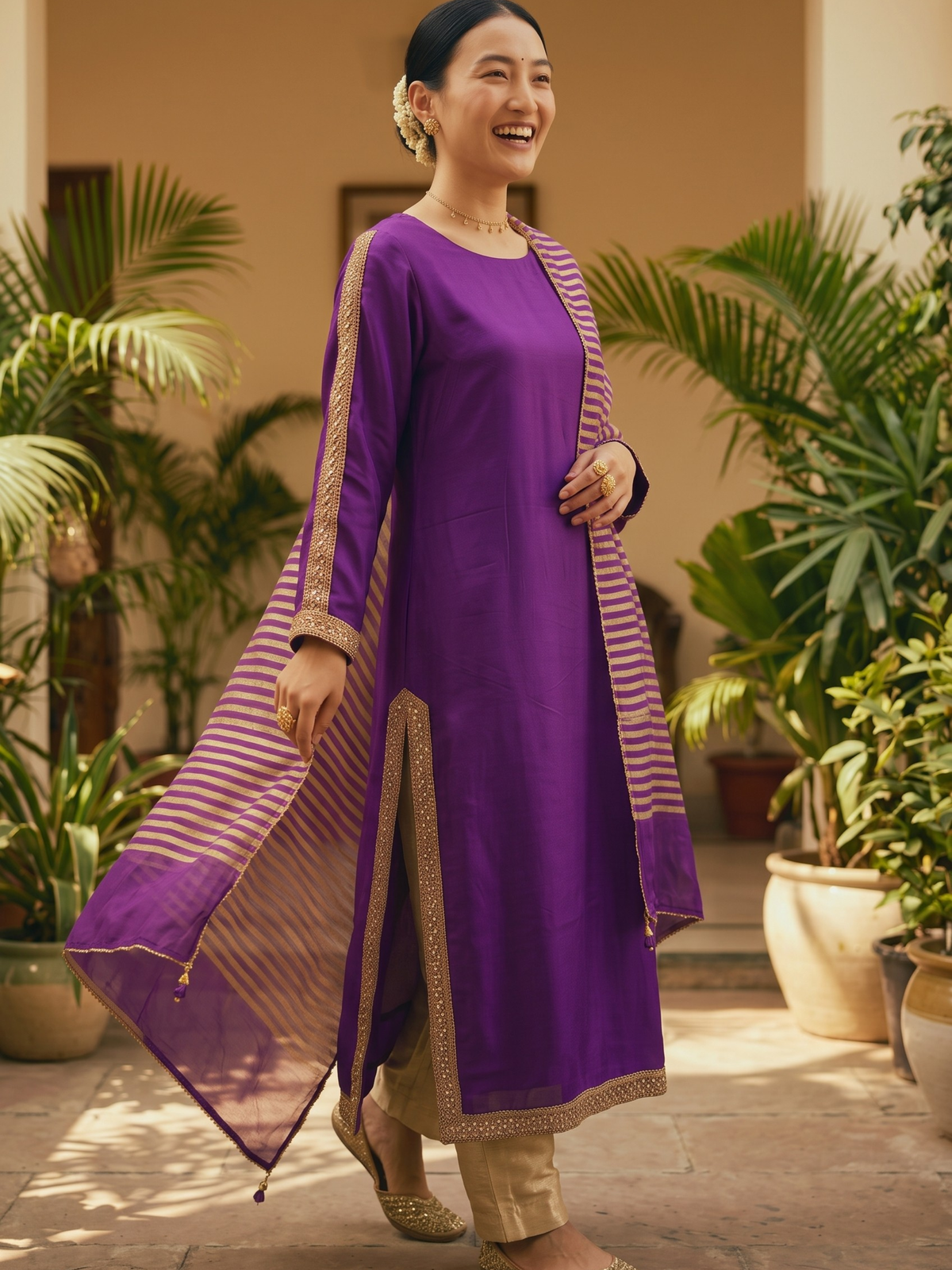 Amethyst Dusk Modal Silk Kurta