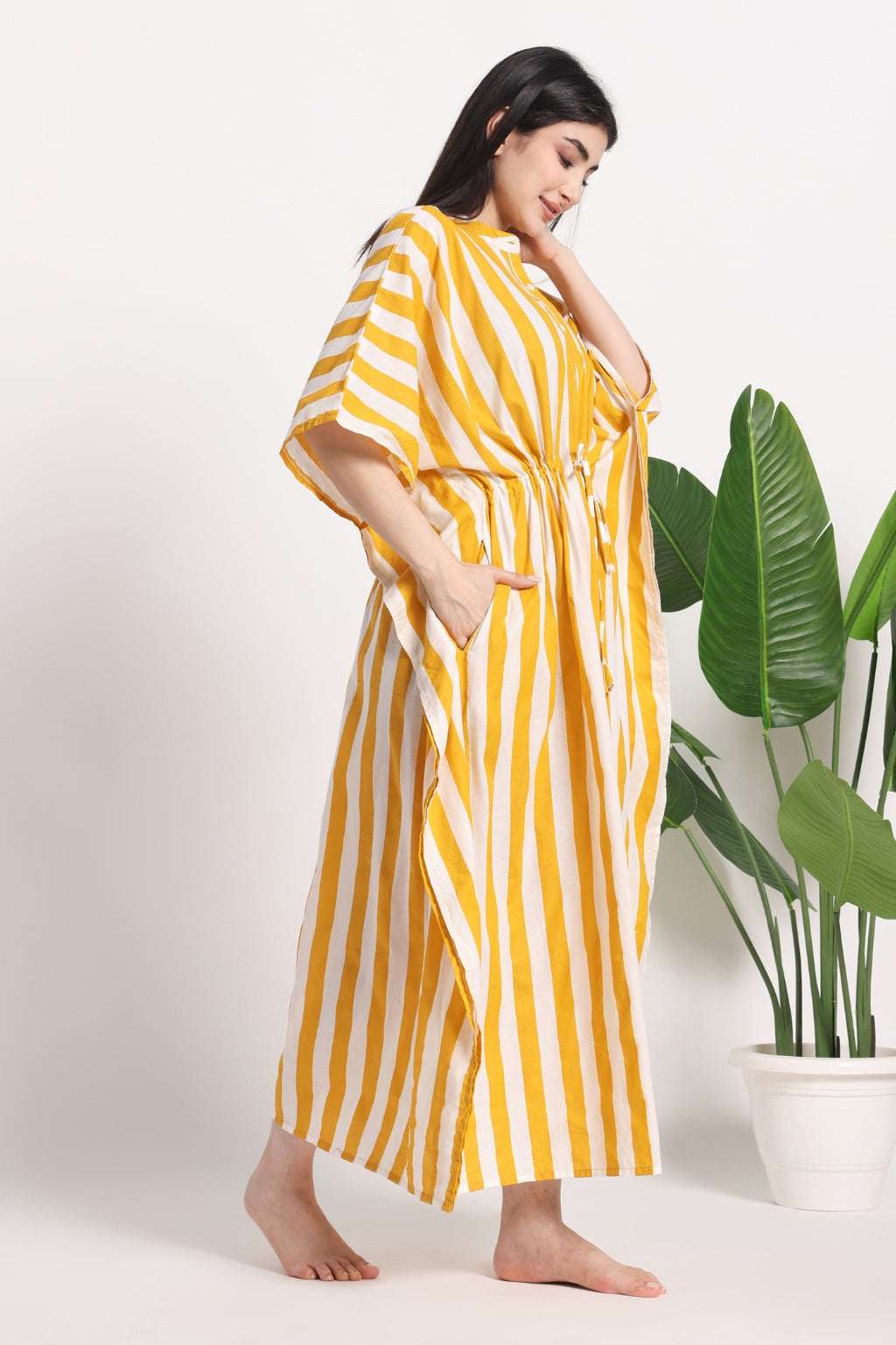 Sunny Stripes Cotton Shirt Kaftan