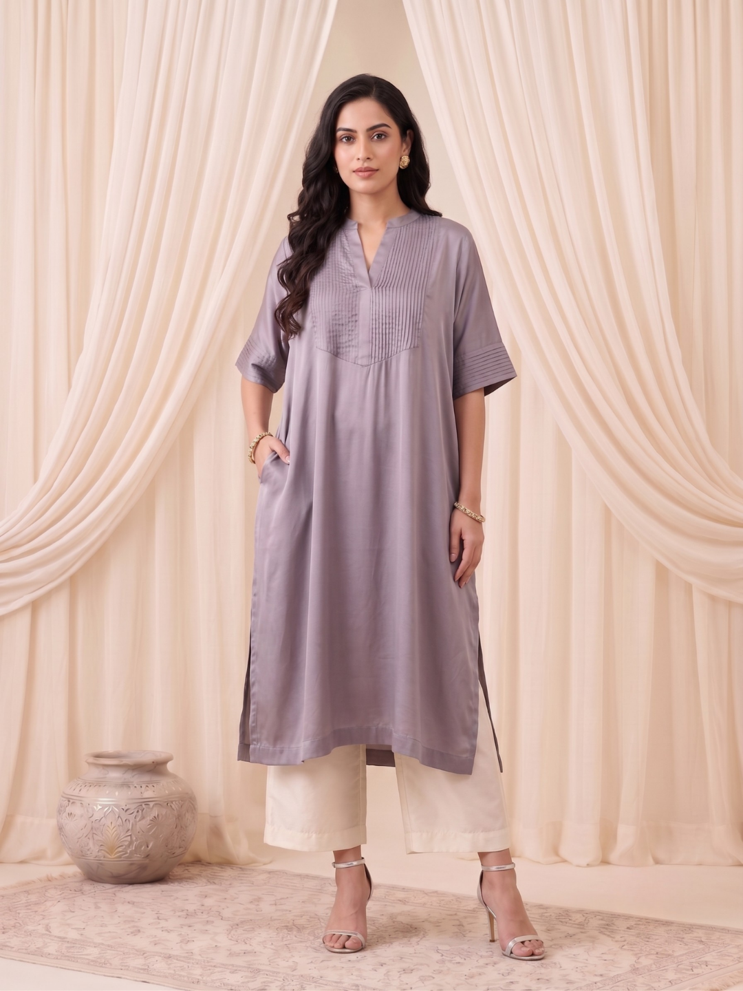 Adaa Modal Oversized Silk Kurta