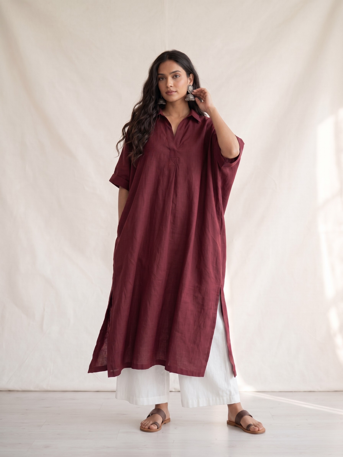 Gulnaar Cotton Linen Kurta