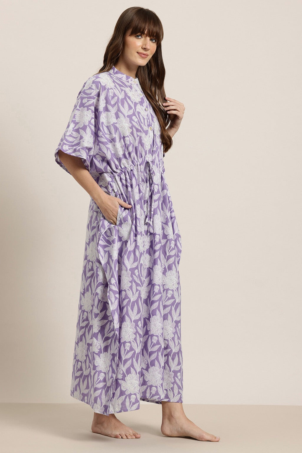 Lilac Symphony Cotton Shirt Kaftan