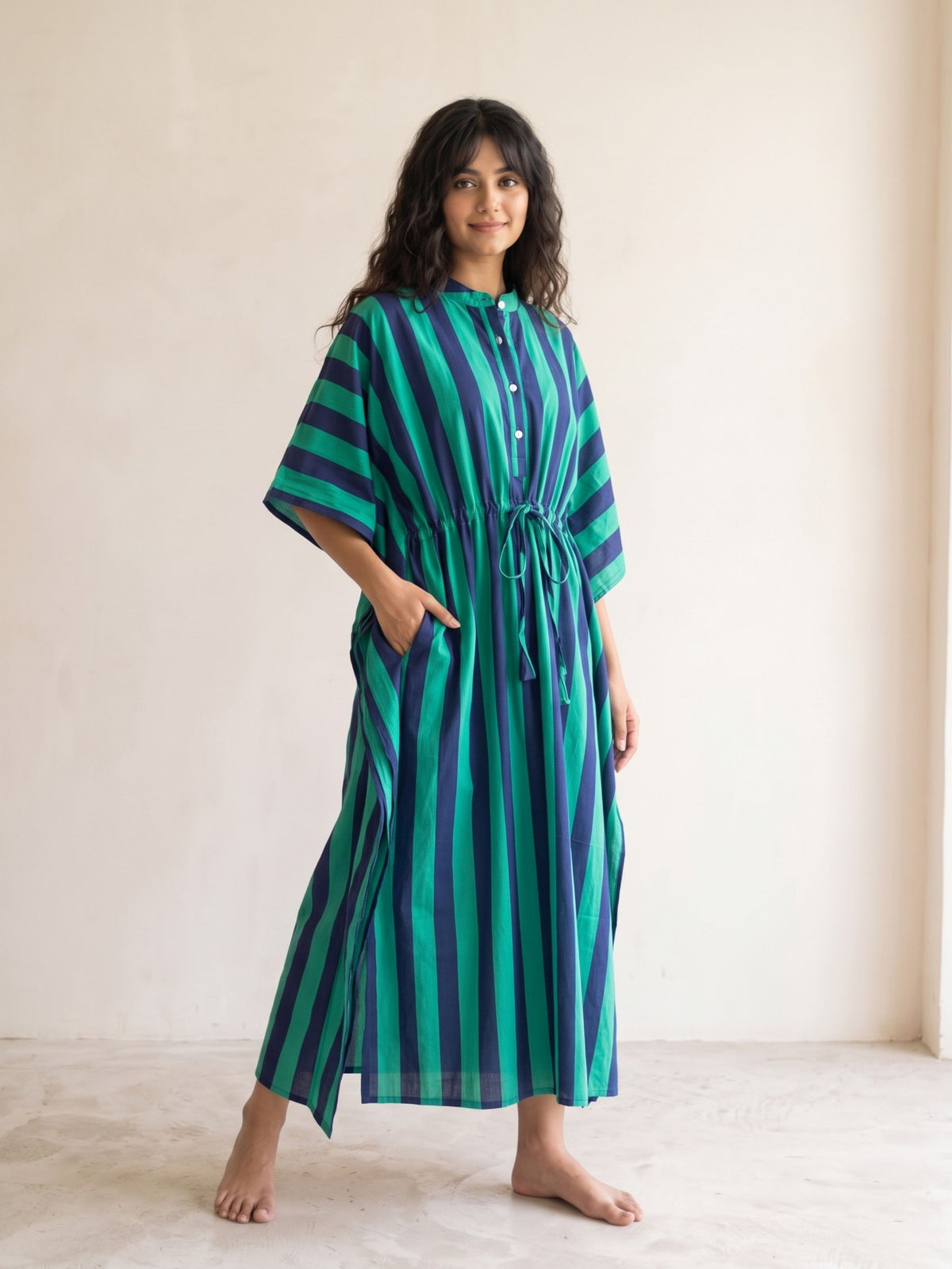 Turq Dream Stripe Maxi Kaftan