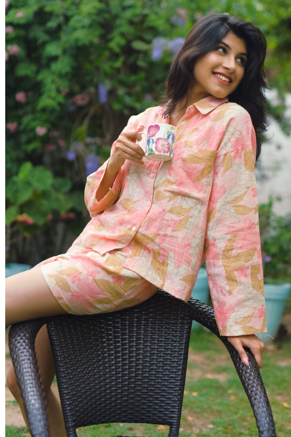 Peachoo Oversized Cotton Double Gauze Shorts Set