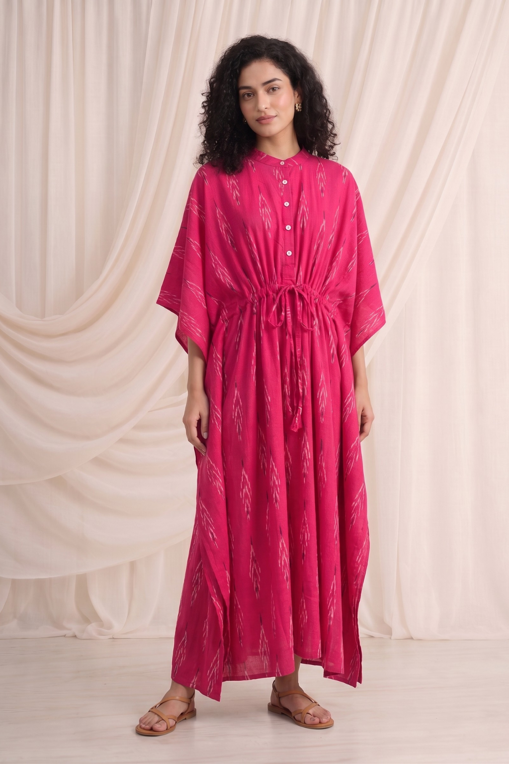 Rani Bloom Handwoven Ikat Cotton Kaftan