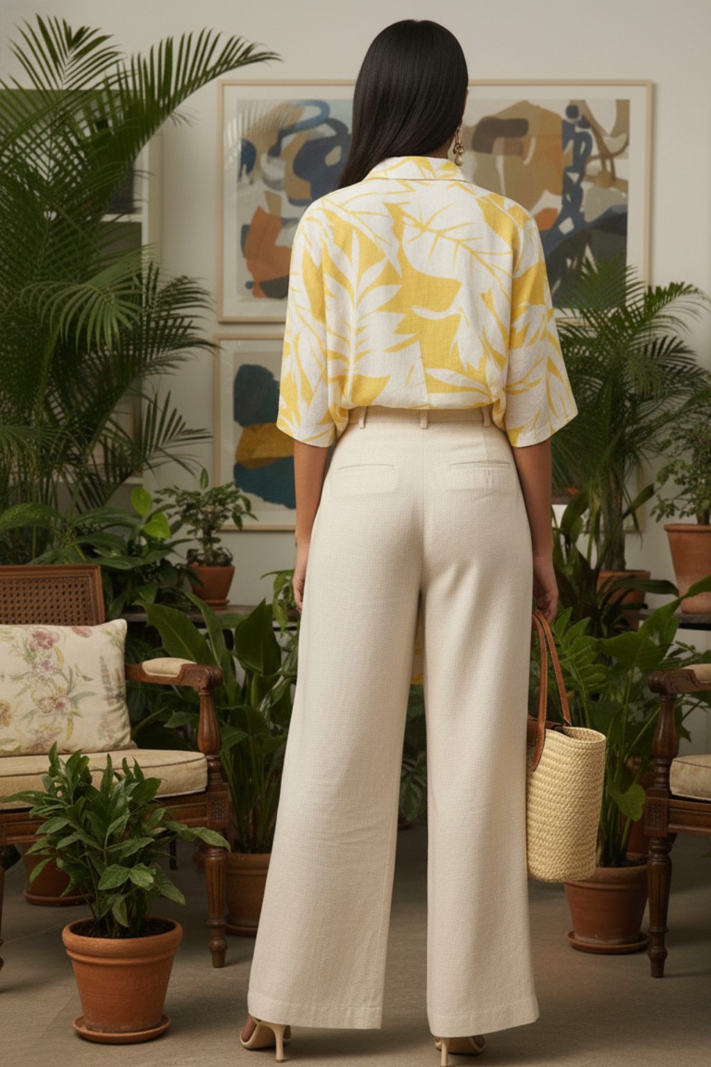 Palm Pop Cotton Long Shirt