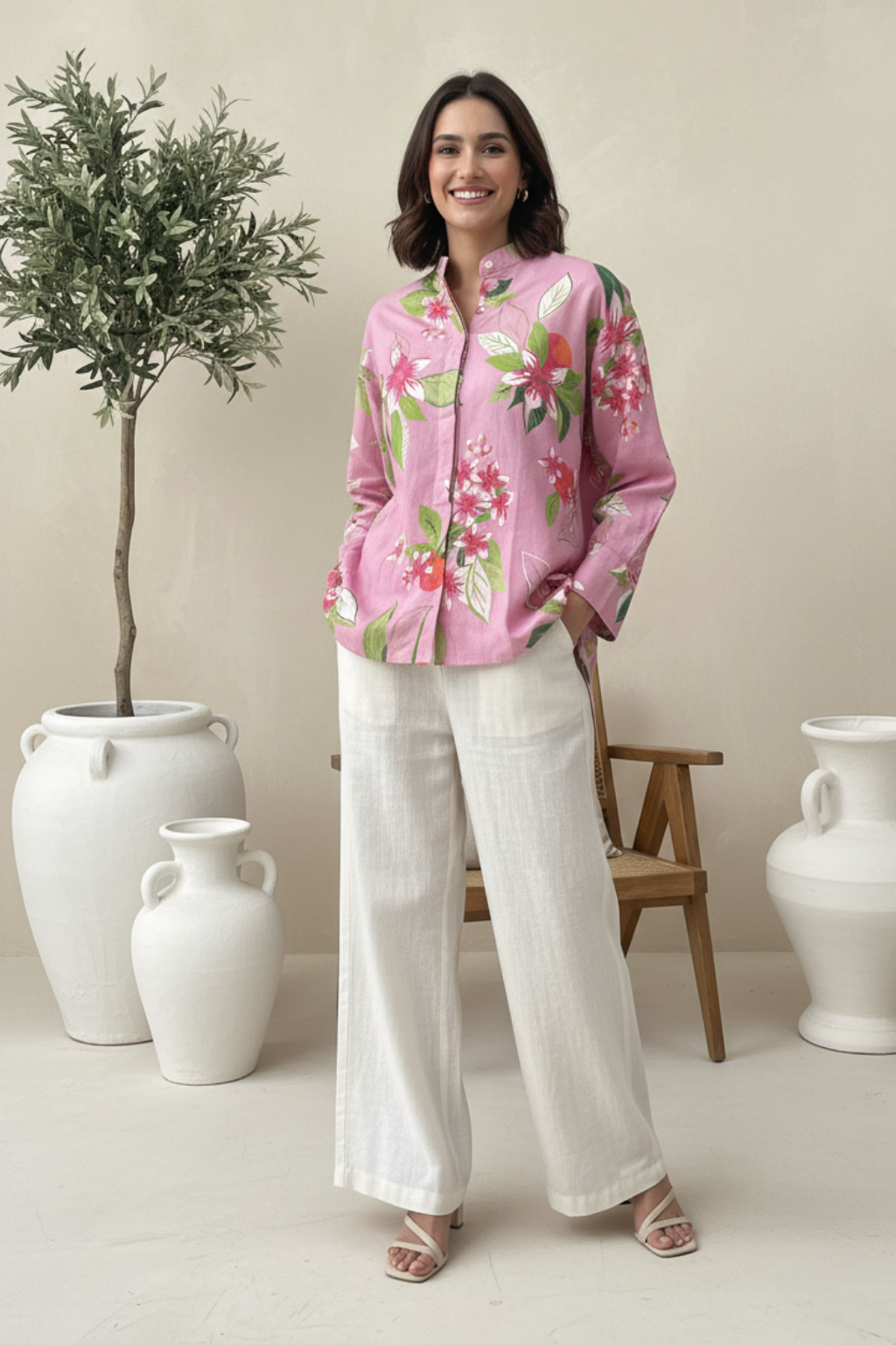 Floral Bliss Cotton Linen Top