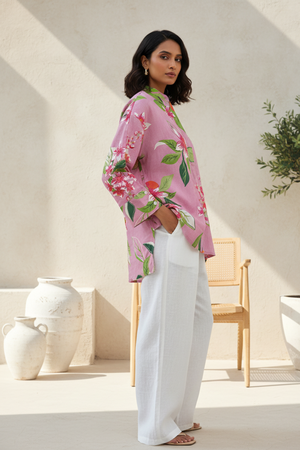 Floral Bliss Cotton Linen Top