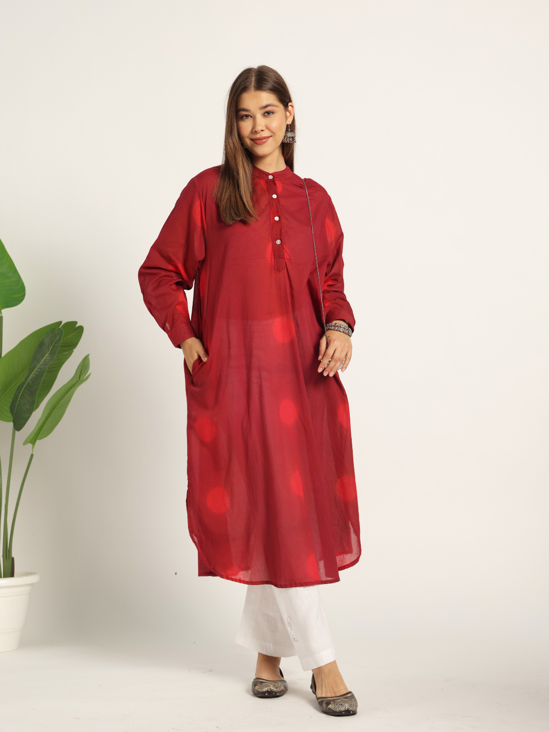 Rangrez Red Tie Dye Cotton Kurta