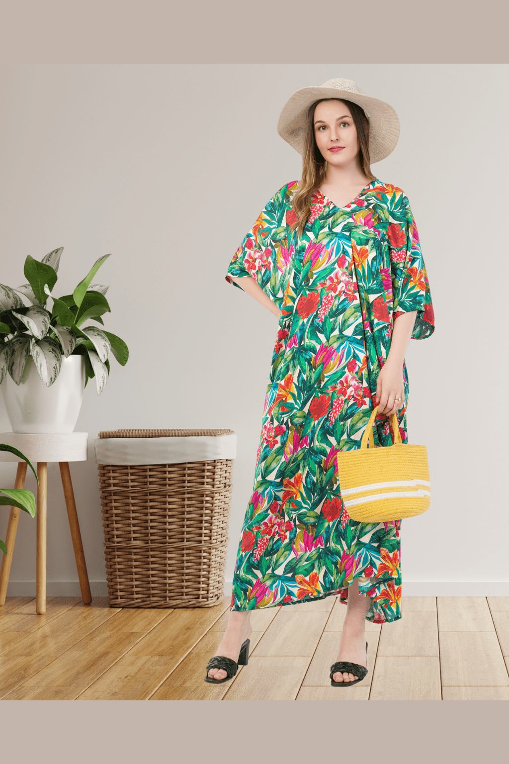 Flowers in Bloom Cotton Maxi Dress With Belt - SAFEERA