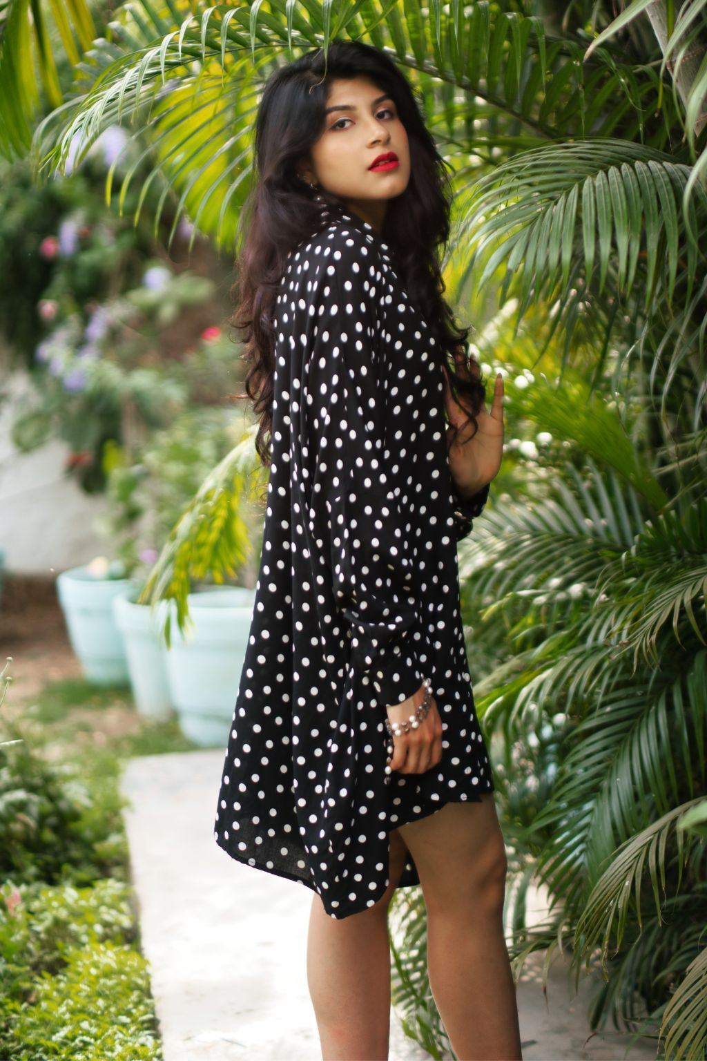 Midnight Dots Oversized Shirt Dress