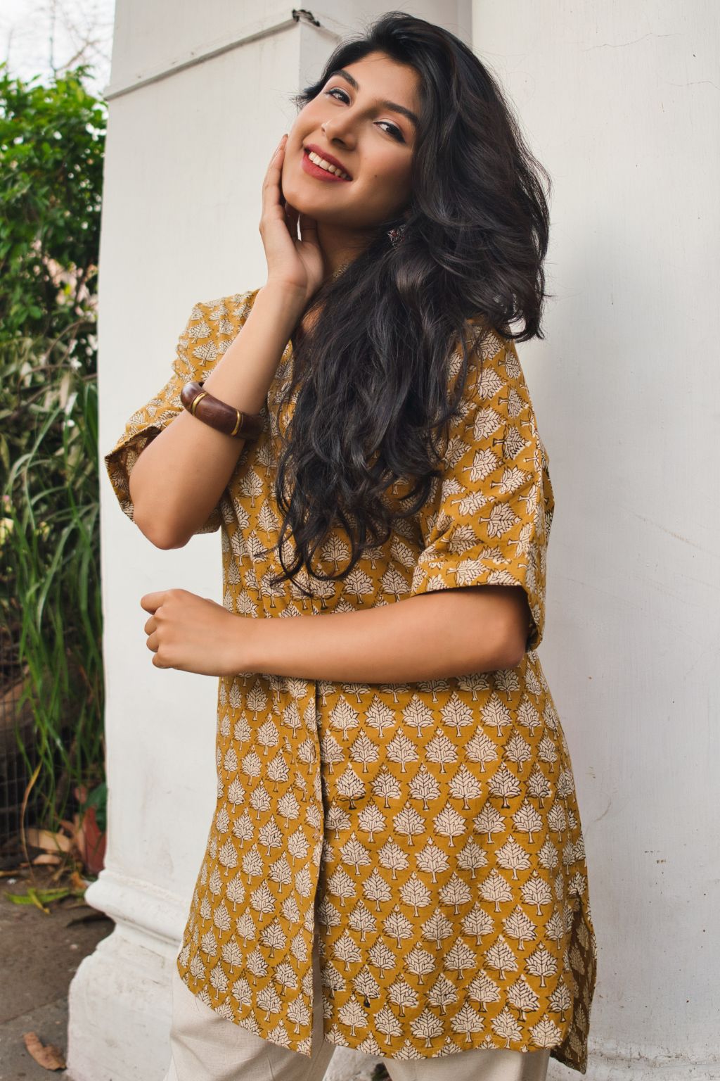 Mustard Meadow Cotton Long Shirt
