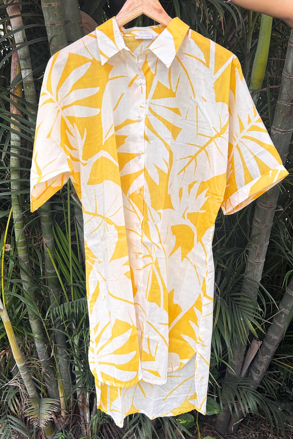 Palm Pop Cotton Long Shirt
