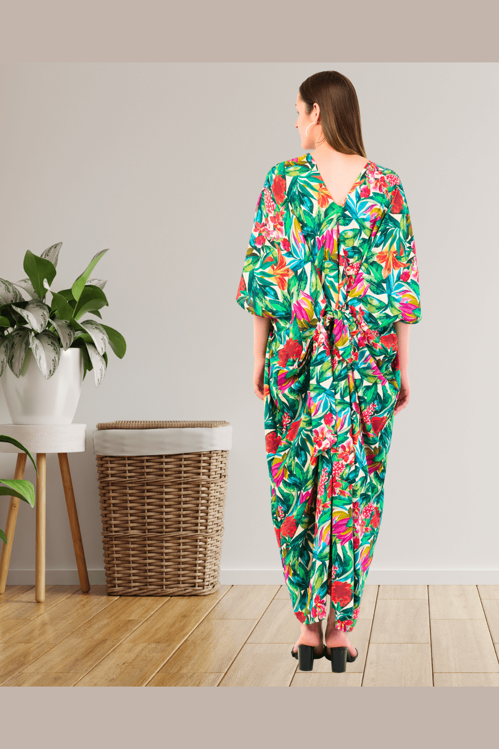 Flowers in Bloom Cotton Maxi Dress With Belt - SAFEERA