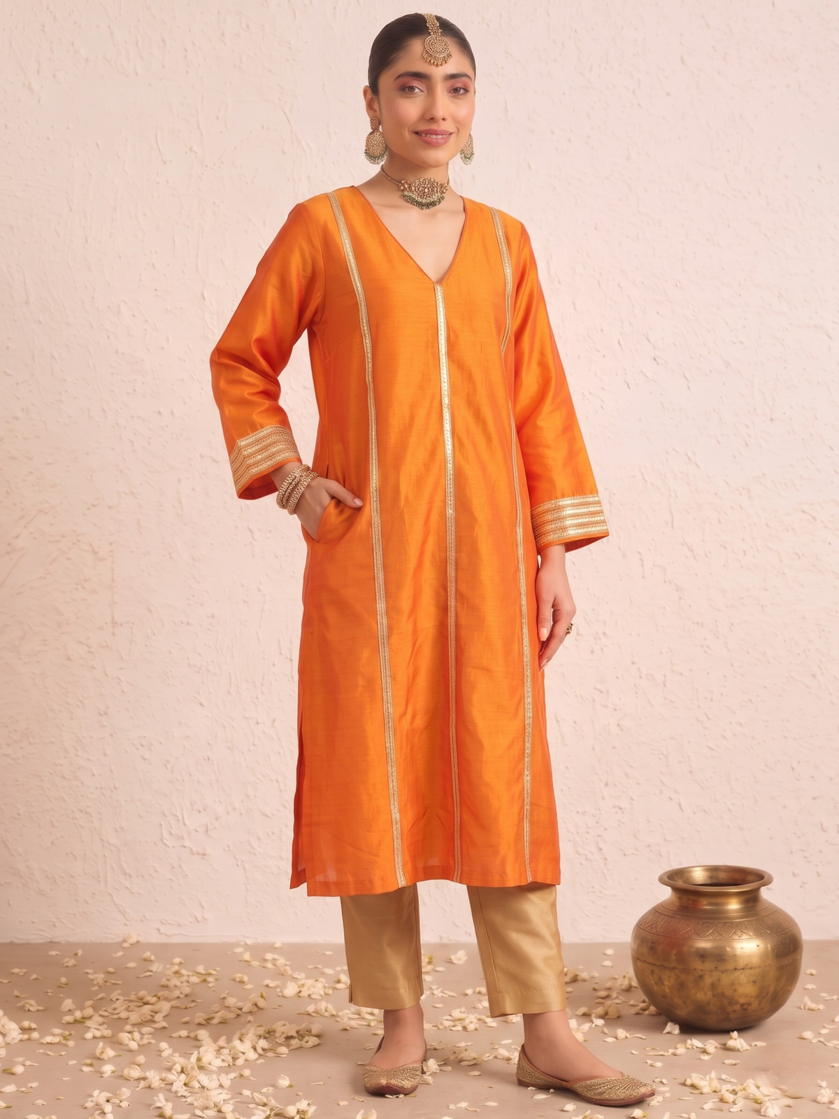 Marigold Silk Kurta