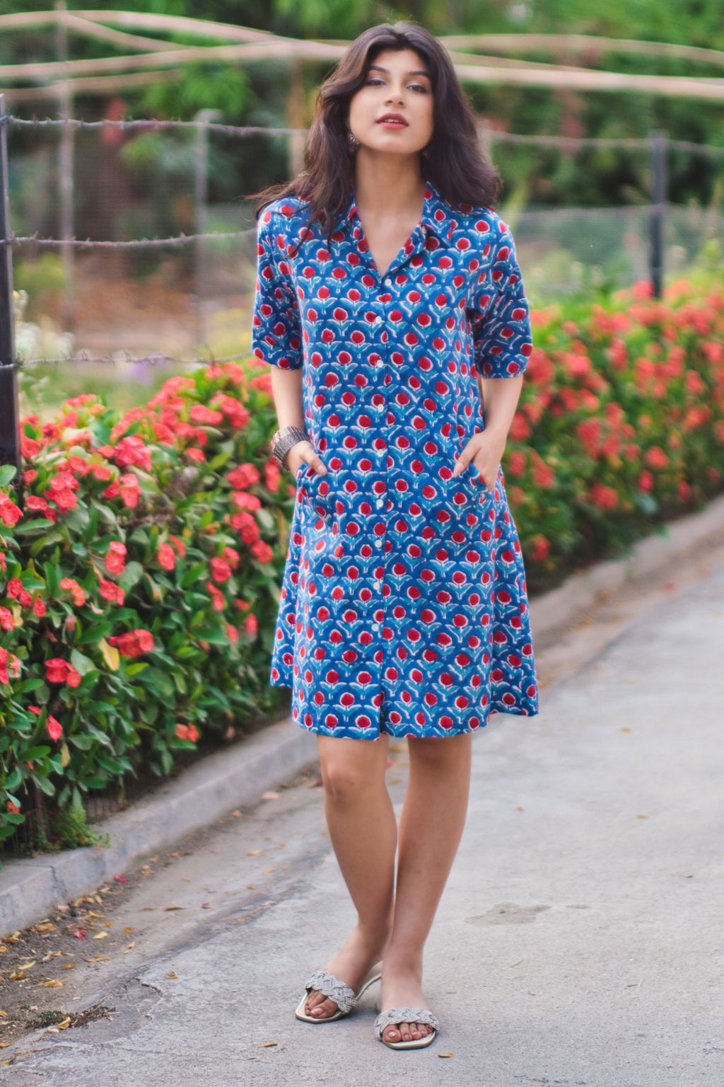 Ethnic Dots A-Line Shirt Dress