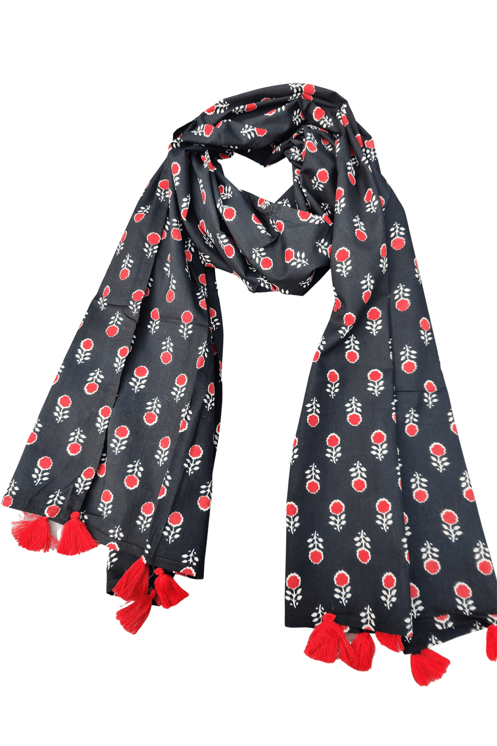 Floral Motif Cotton Scarf - SAFEERA