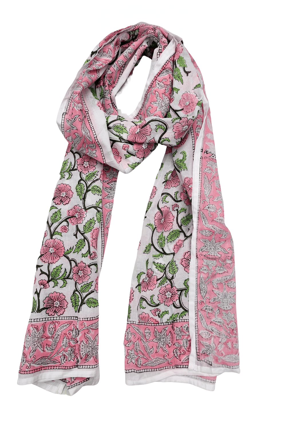 Pretty Pink Floral 100% Cotton Scarf - SAFEERA