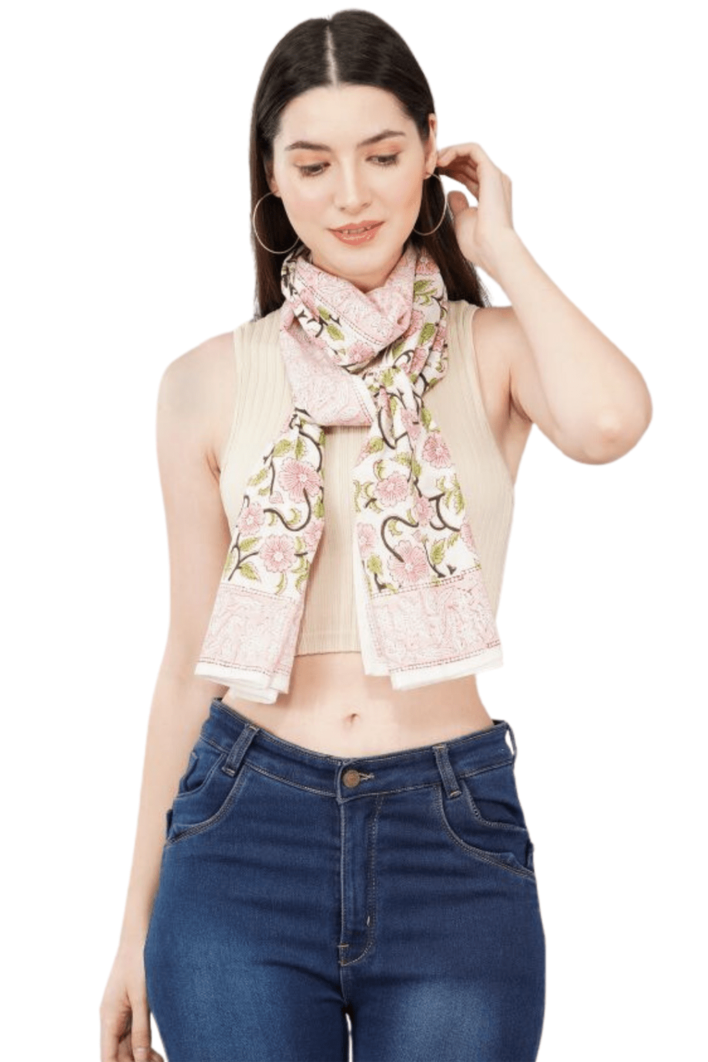 Pretty Pink Floral 100% Cotton Scarf - SAFEERA
