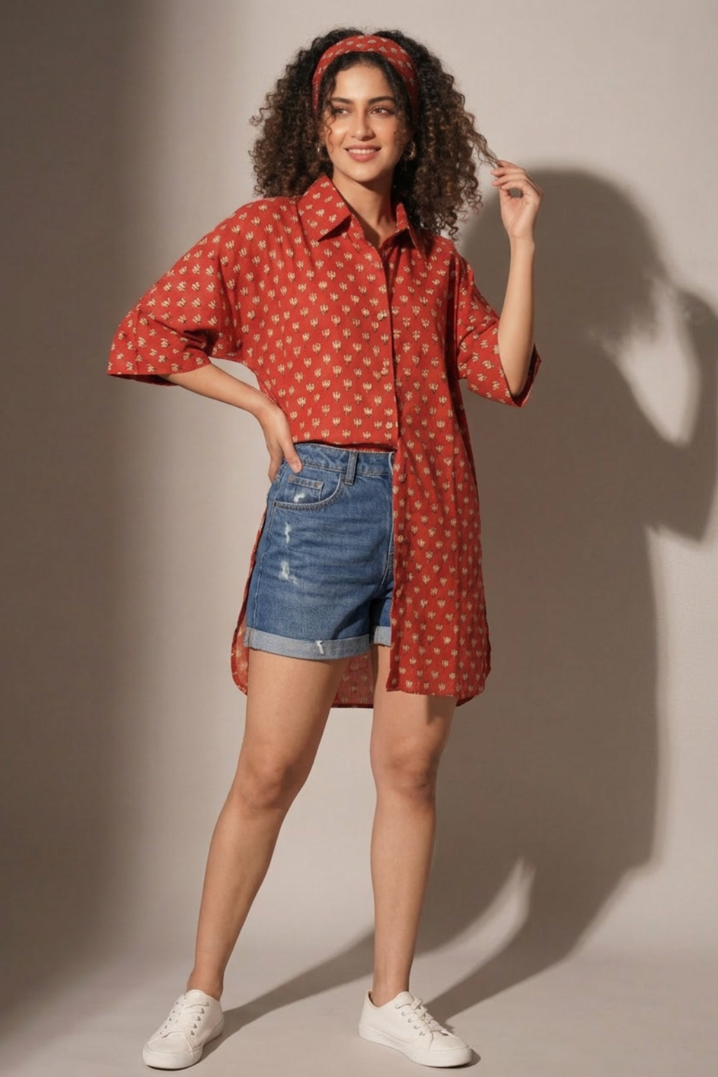 Scarlet Lotus Bagru Handblock Cotton Shirt