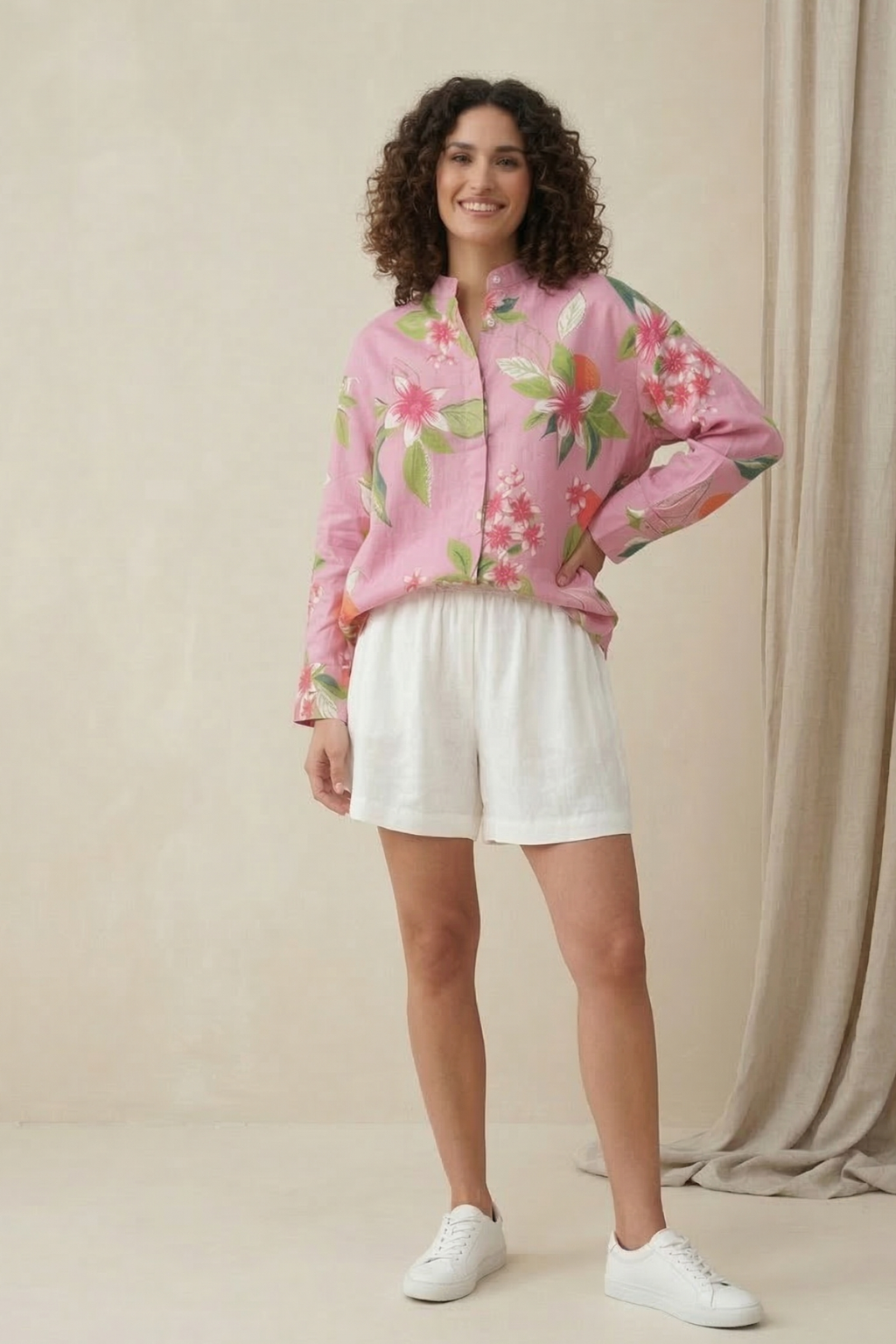 Floral Bliss Cotton Linen Top