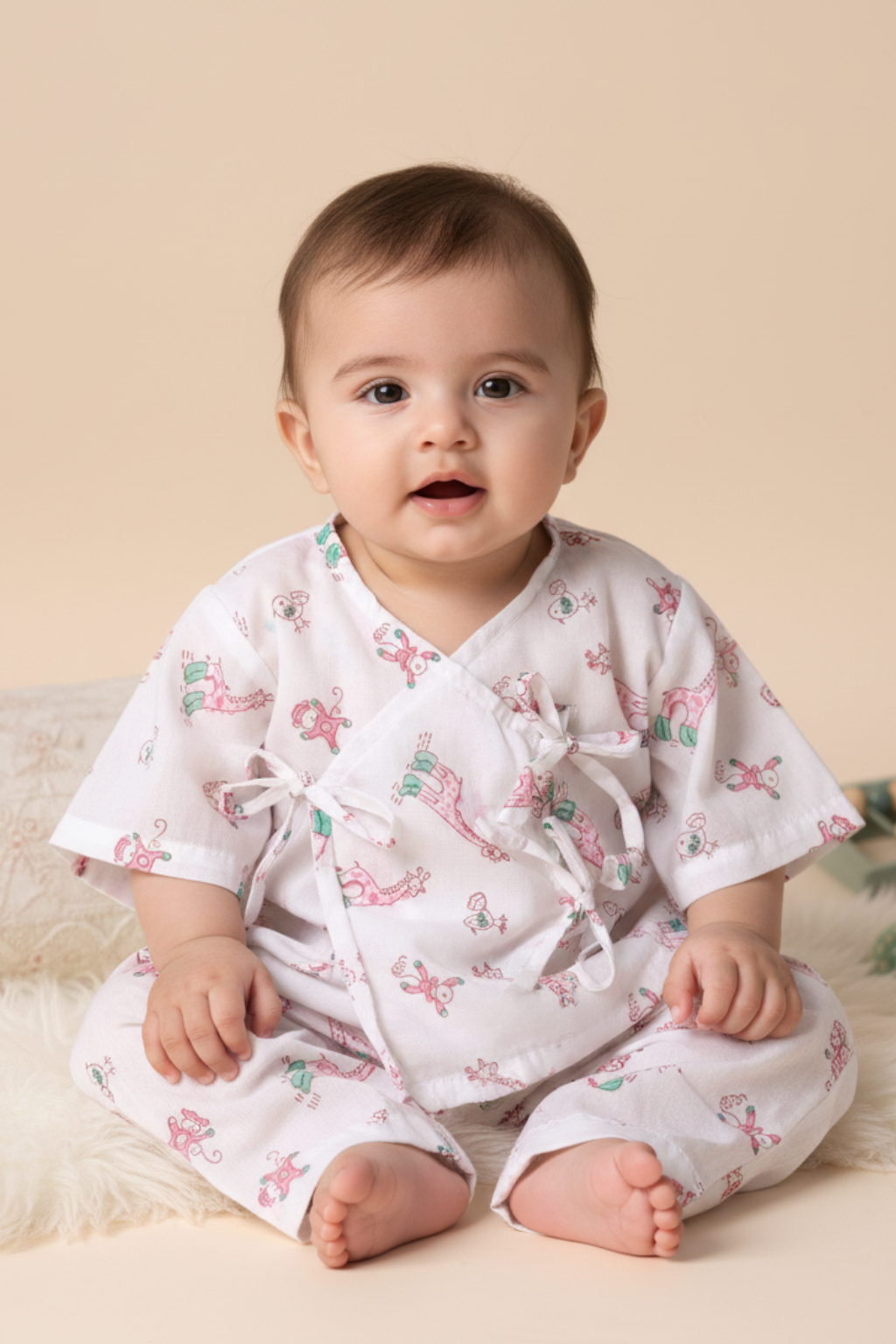 Giggle Giraffe Baby Mulmul Jhabla Set