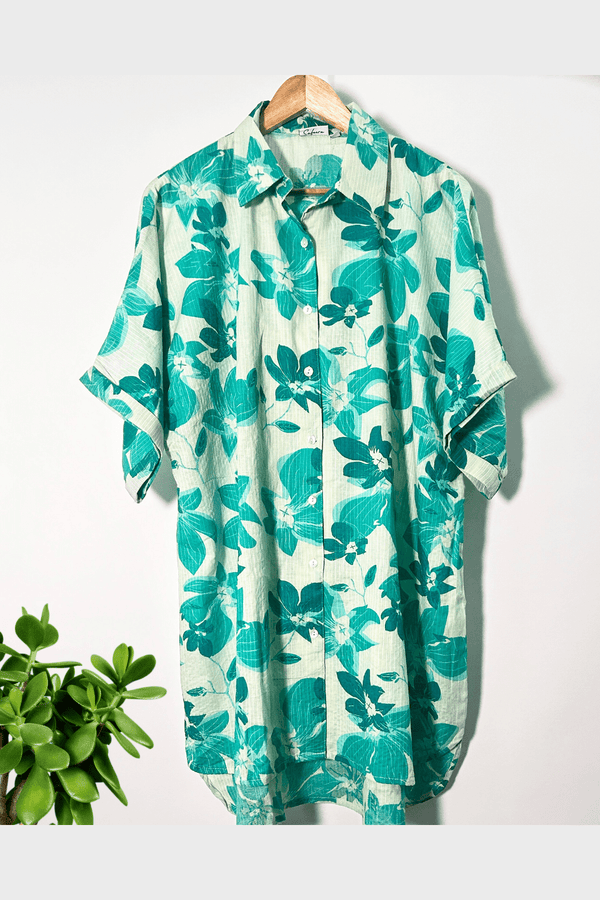 Floral Flamboyance Cotton Long Shirt