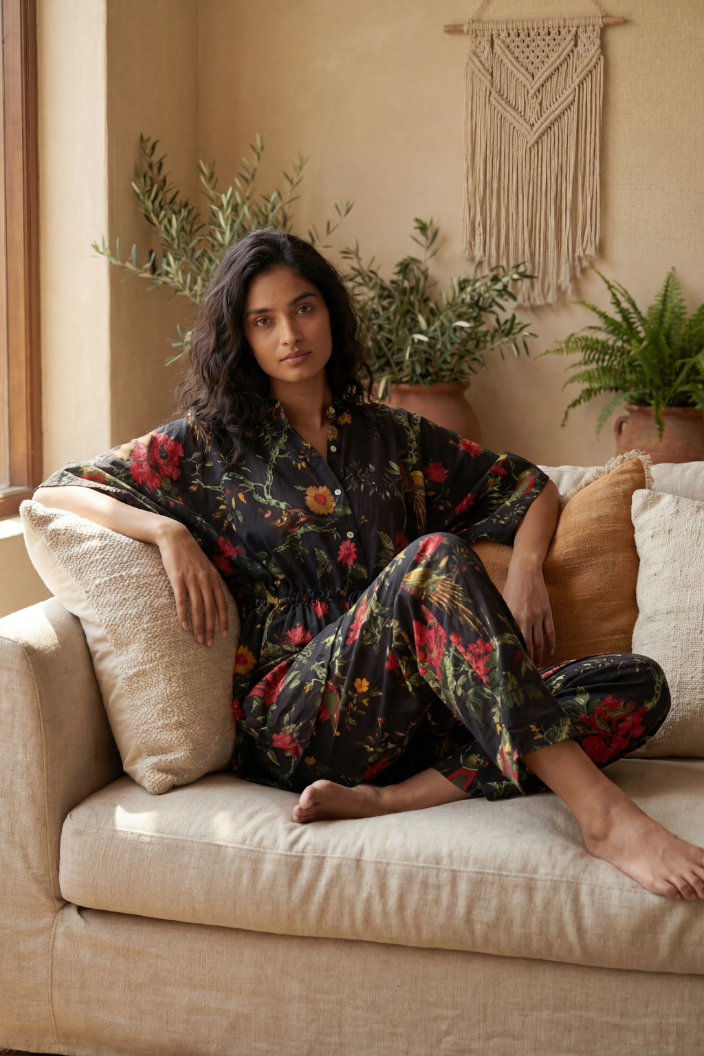 Dark Jungle Kaftan Cotton Co Ord Set