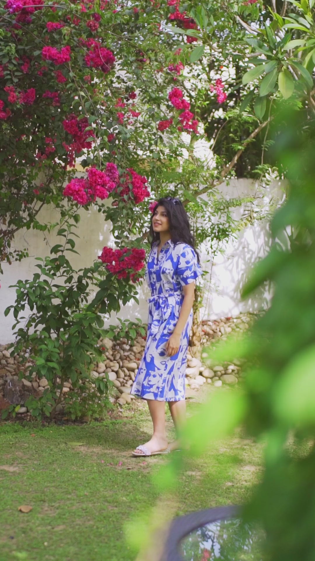 Load video: Face-Off Cotton Midi Shirt Dress
