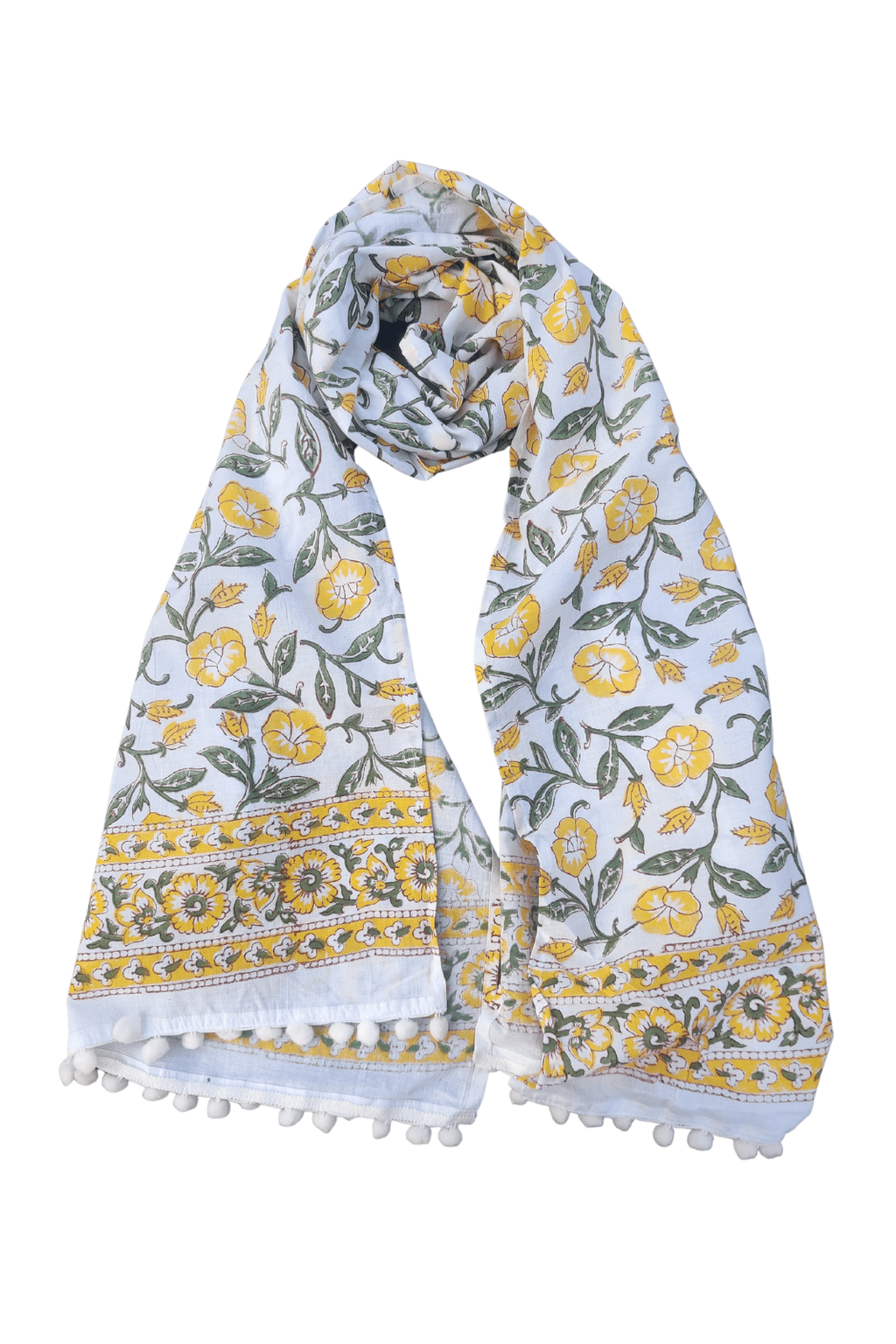 Beautiful Yellow Floral 100% Cotton Scarf - SAFEERA