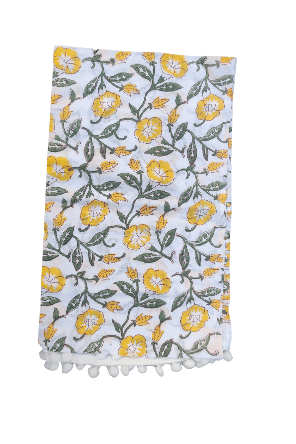 Beautiful Yellow Floral 100% Cotton Scarf - SAFEERA