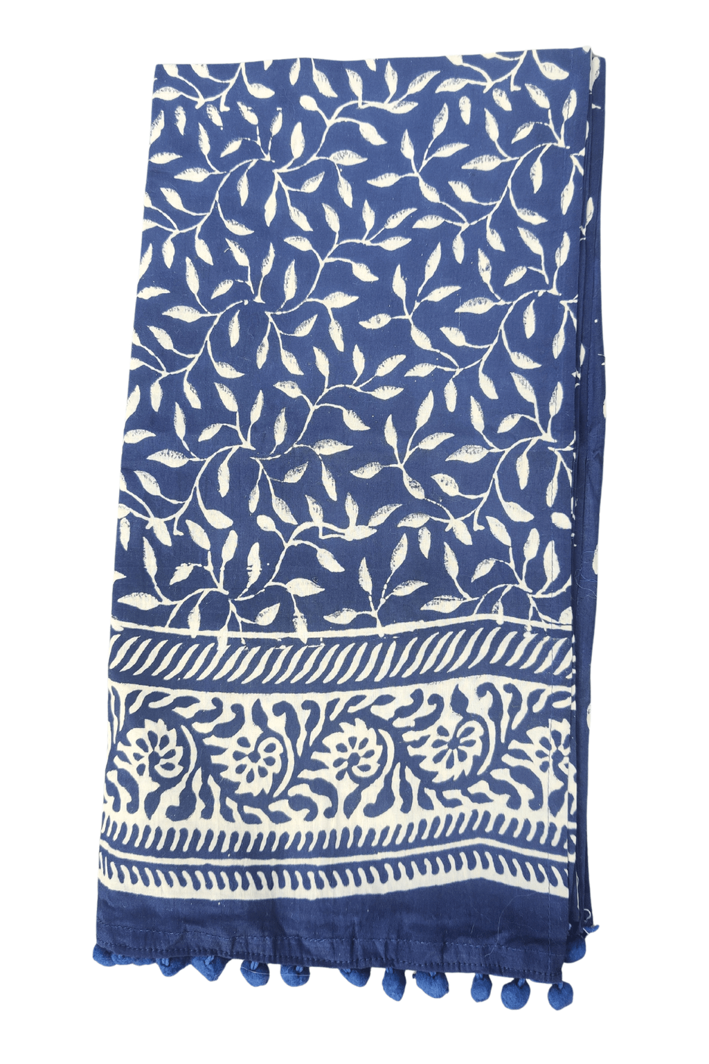 Blue Leafy 100% Cotton Scarf - SAFEERA